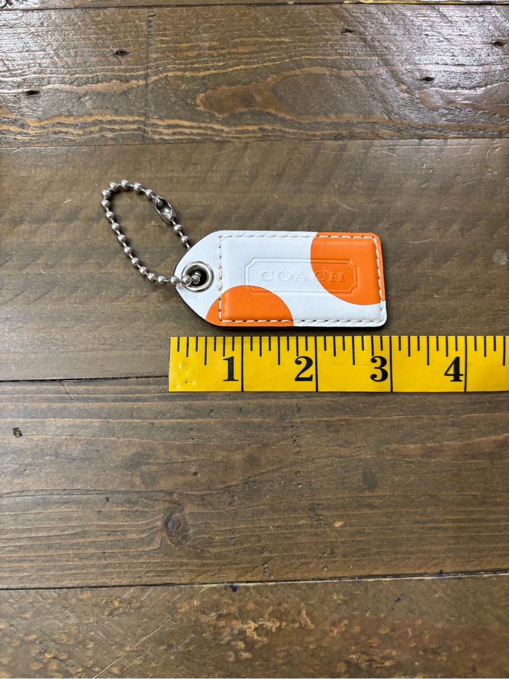 Coach White and Orange Polka Dot Leather Hang Tag - Picture 4 of 5